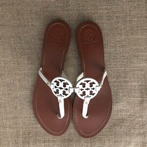 Tory Burch Miller White Brown with Gold Accents Sandal